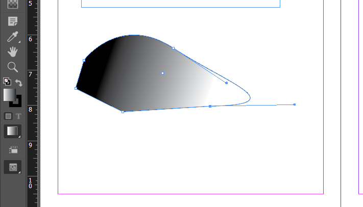 InDesign's Gradient panel set to Linear type at a 161-degree angle, showing a gradient ramp with color stops and CMYK sliders below it, applied to a frame.
